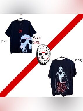 🔪🩸RARE Friday the 13th Jason Graphic Tee 3XL Double-Sided Horror Shirt 😱